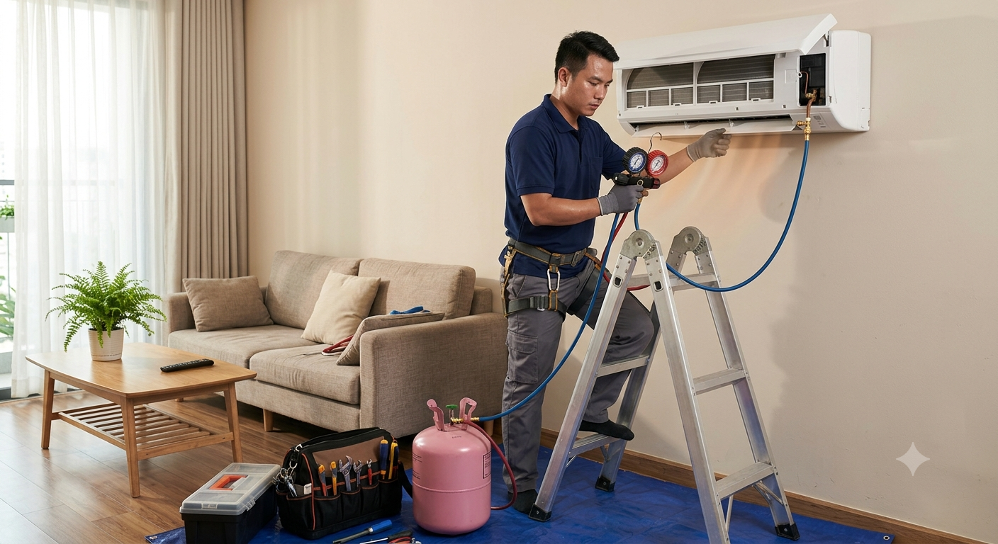 Hết gas hoặc thiếu gas máy lạnh